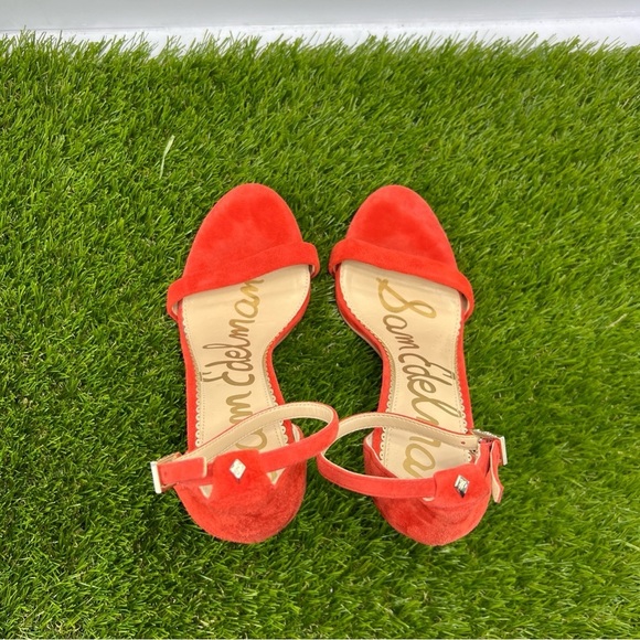 Sam Edelman Ariella Red Suede High Heels Ankle Strap Open Toe Women’s US 6M - Picture 6 of 9